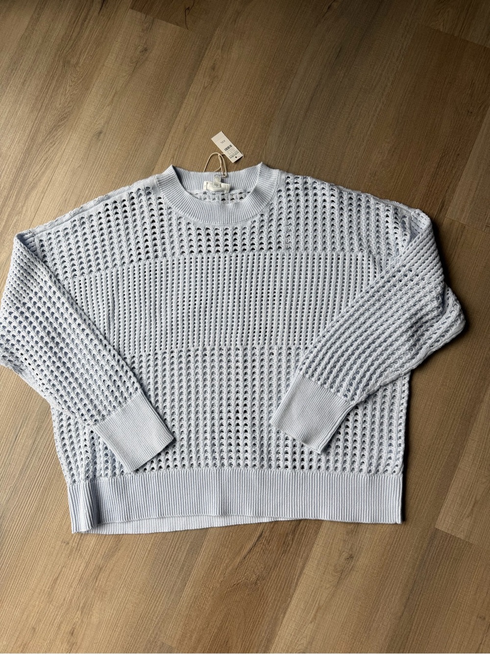 Haven Well Within Women’s Light Blue Open-Knit Crewneck Sweater